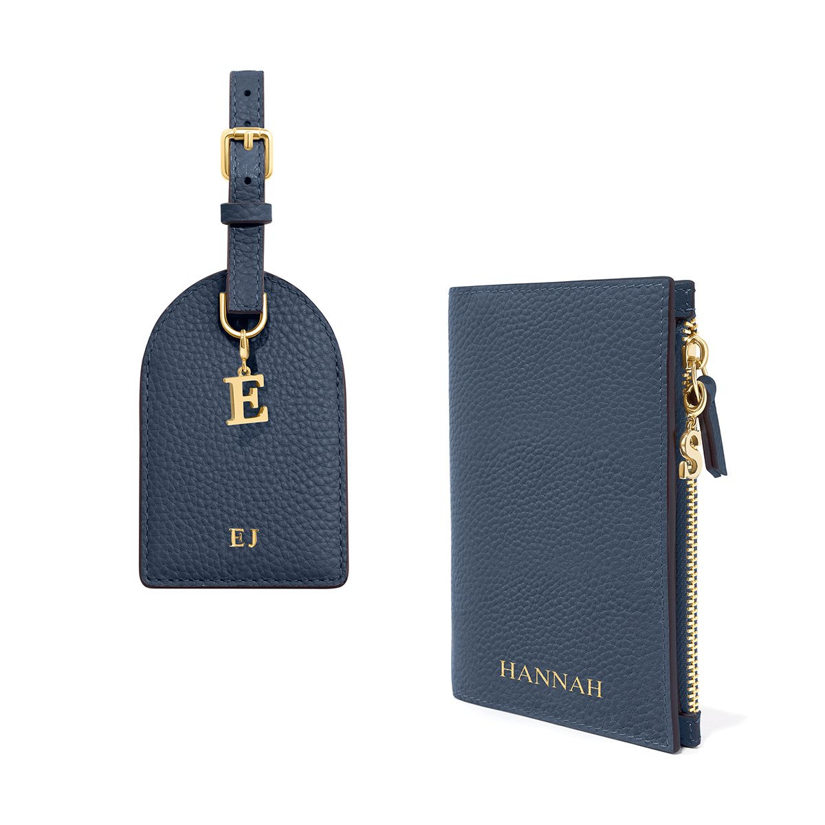Leather Travel Set (Navy)