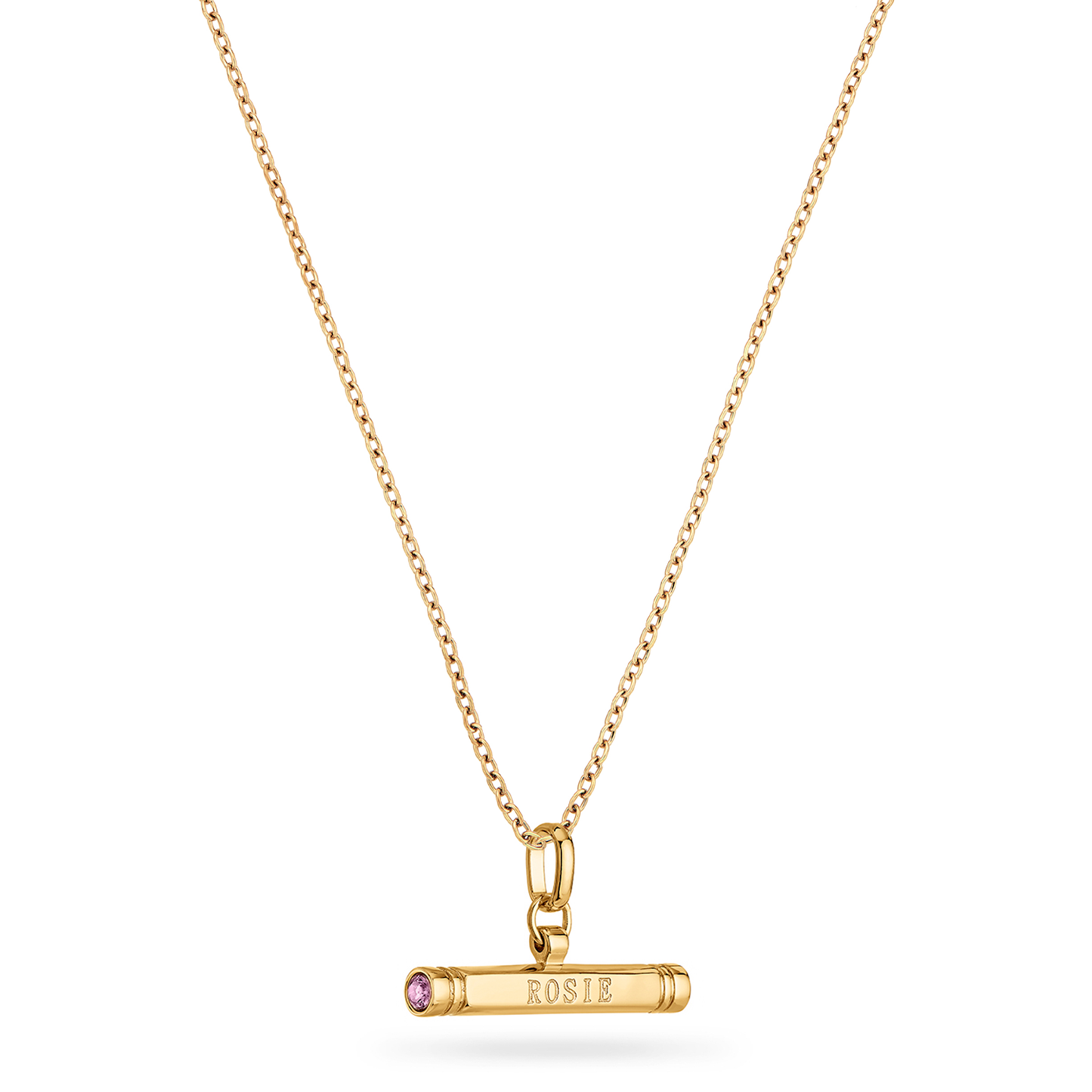Custom Stamped T-Bar Necklace (Gold)