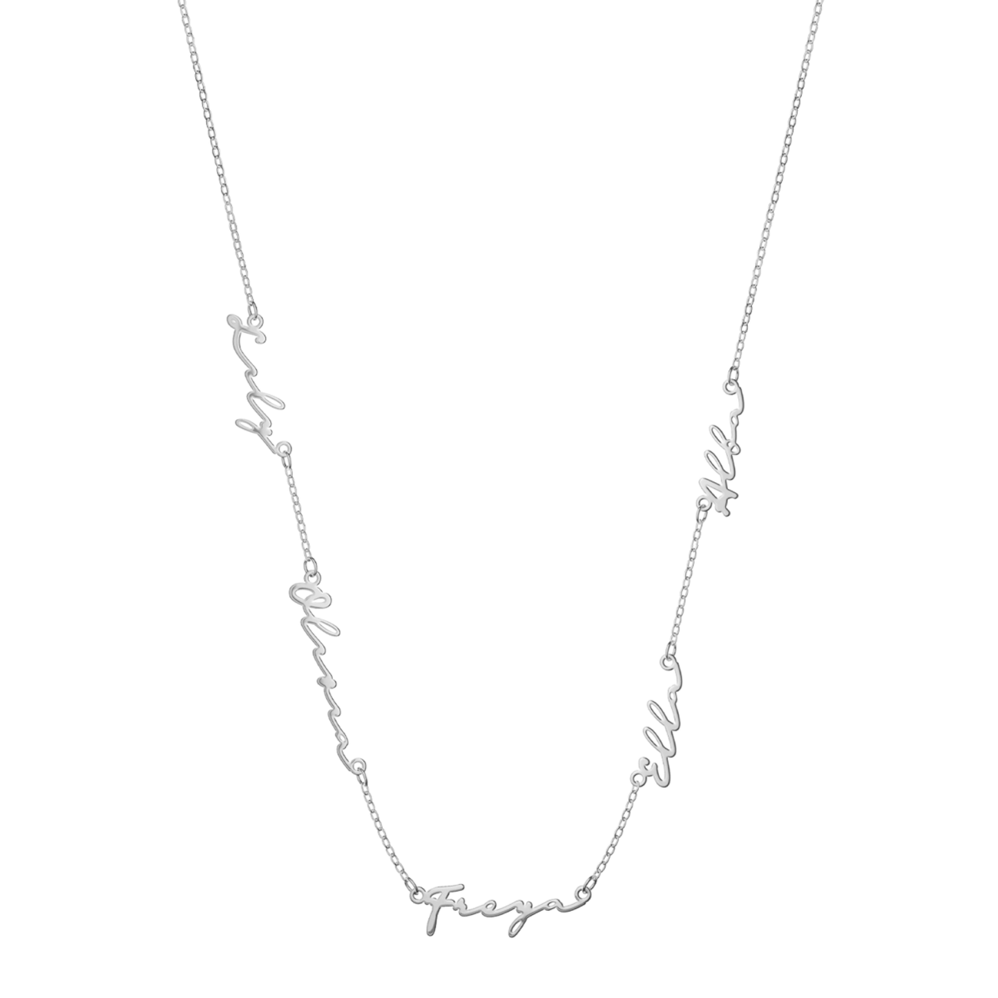 Multi Signature Name Necklace (Silver)
