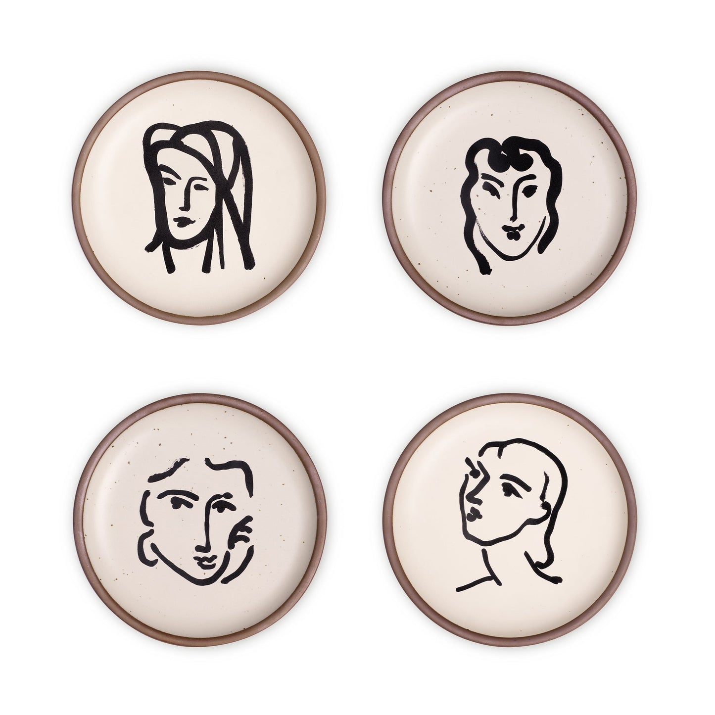 Side Plate Set, Aquatint Portraits