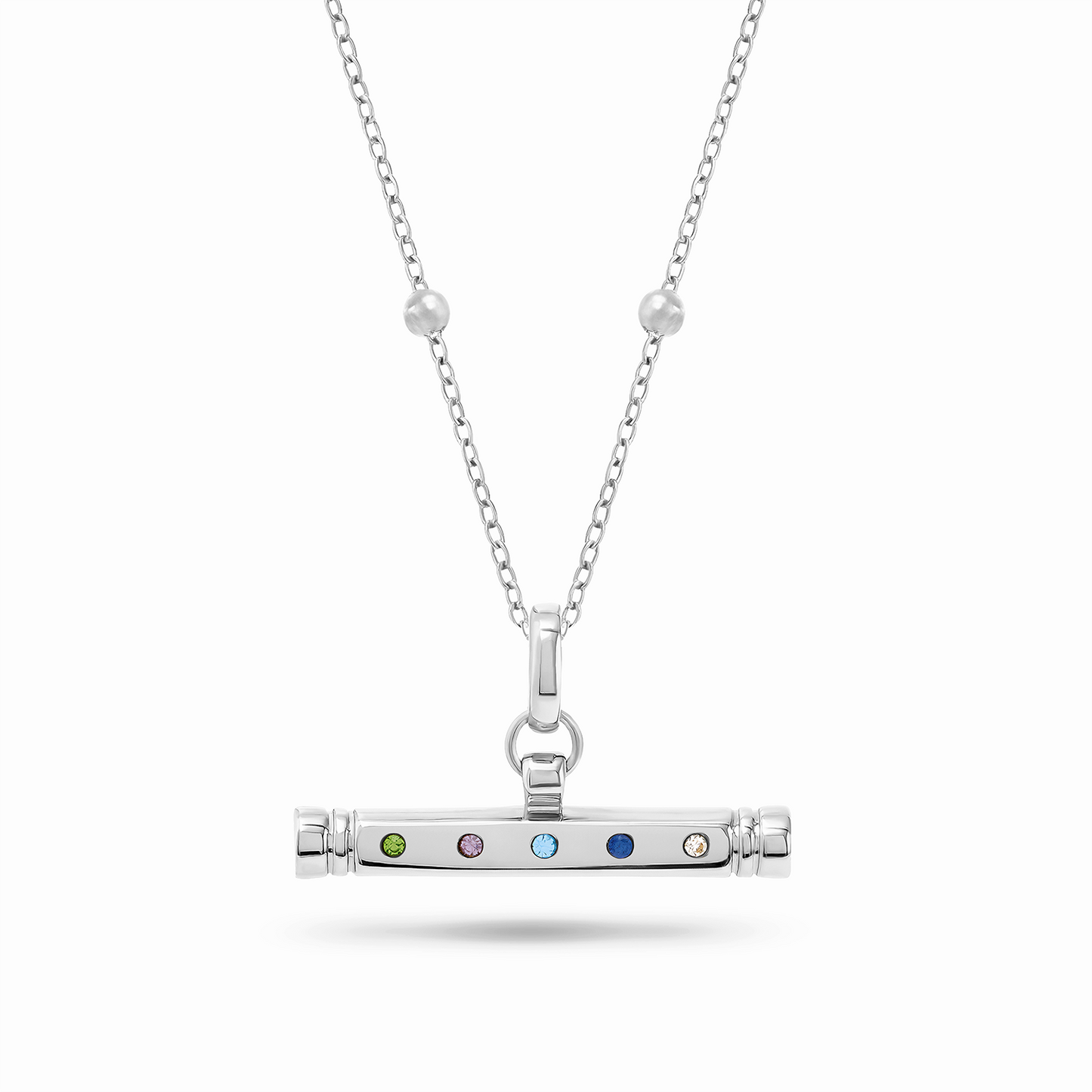 Confetti Birthstone T-bar Necklace (Silver)