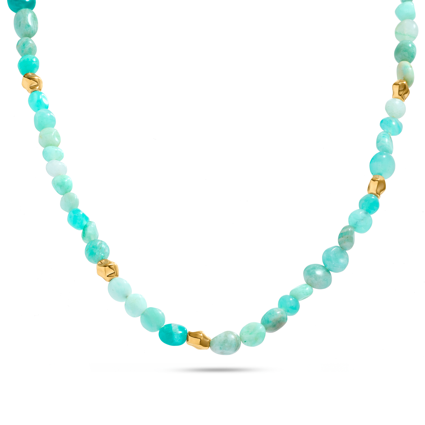 Amazonite & Gold Beaded Necklace (Gold)