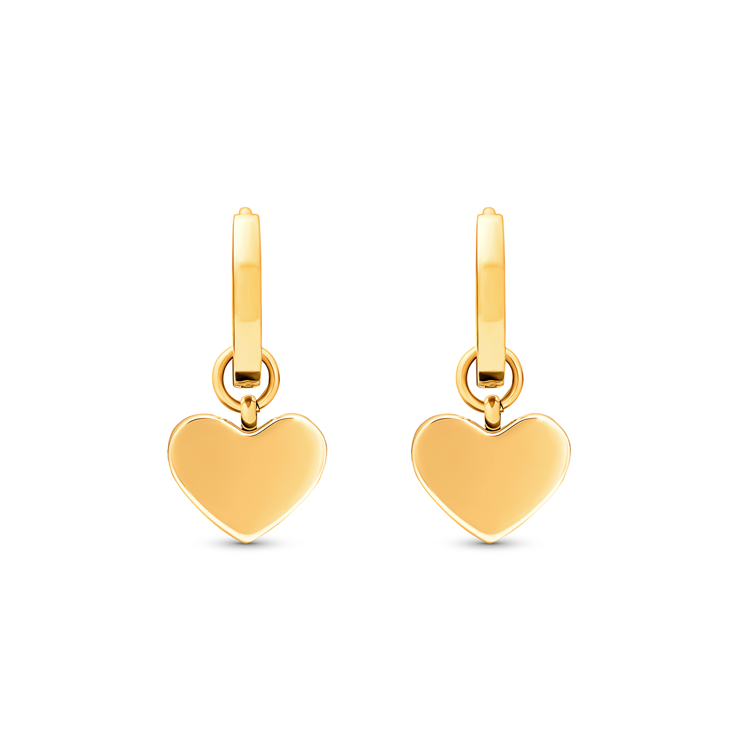 Mixed Metal Heart Huggie Earrings (Gold)