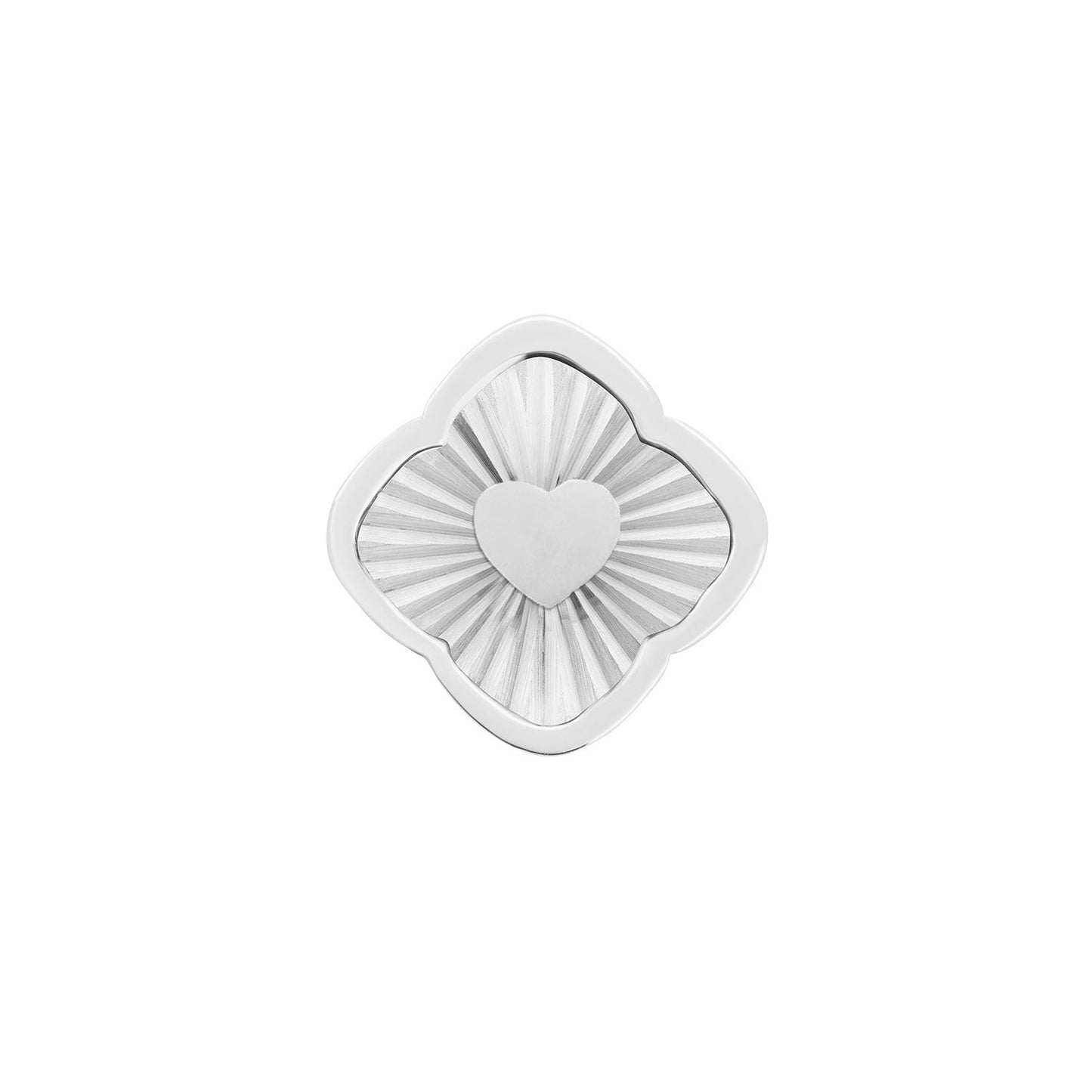 Rosette Textured Clover Charms (Silver) - Heart