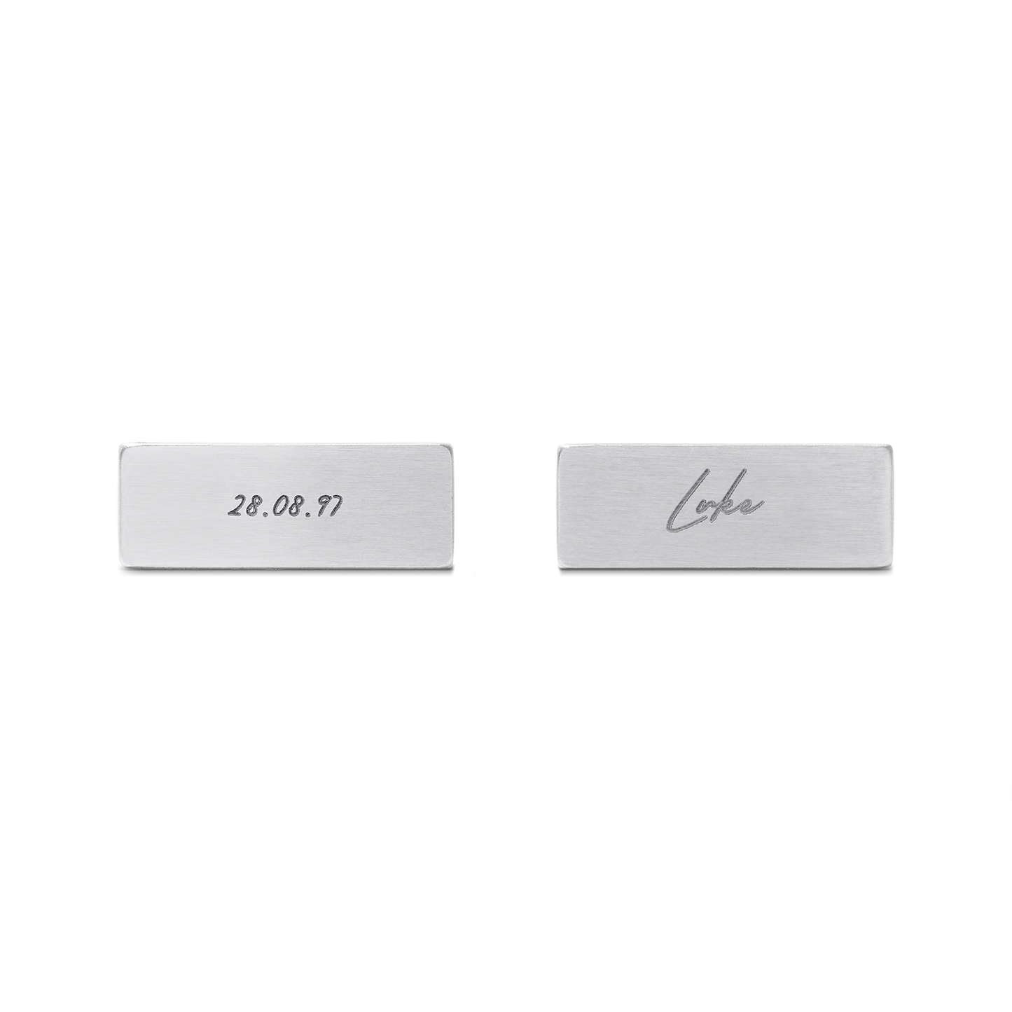 Knife Edge Rectangular Engravable Cufflinks (Silver)