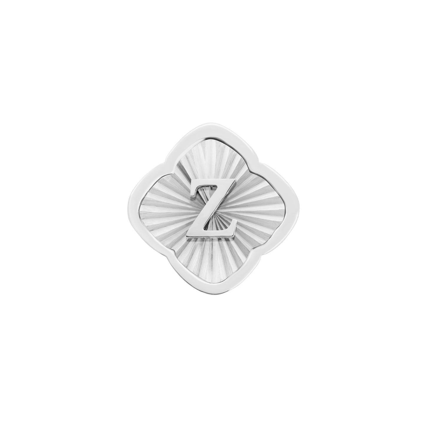 Rosette Textured Clover Charms (Silver) - Initials