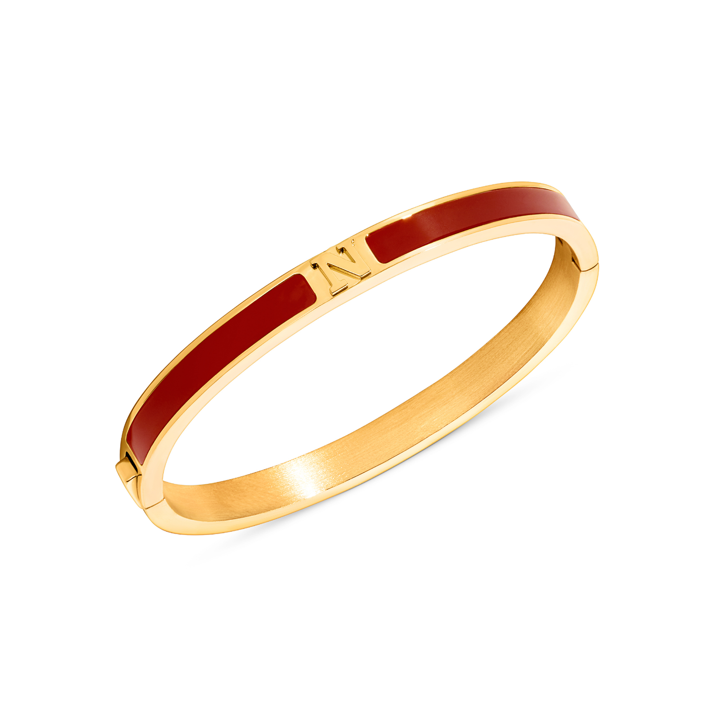 Mini Icon Burgundy Initial Bangle (Gold)