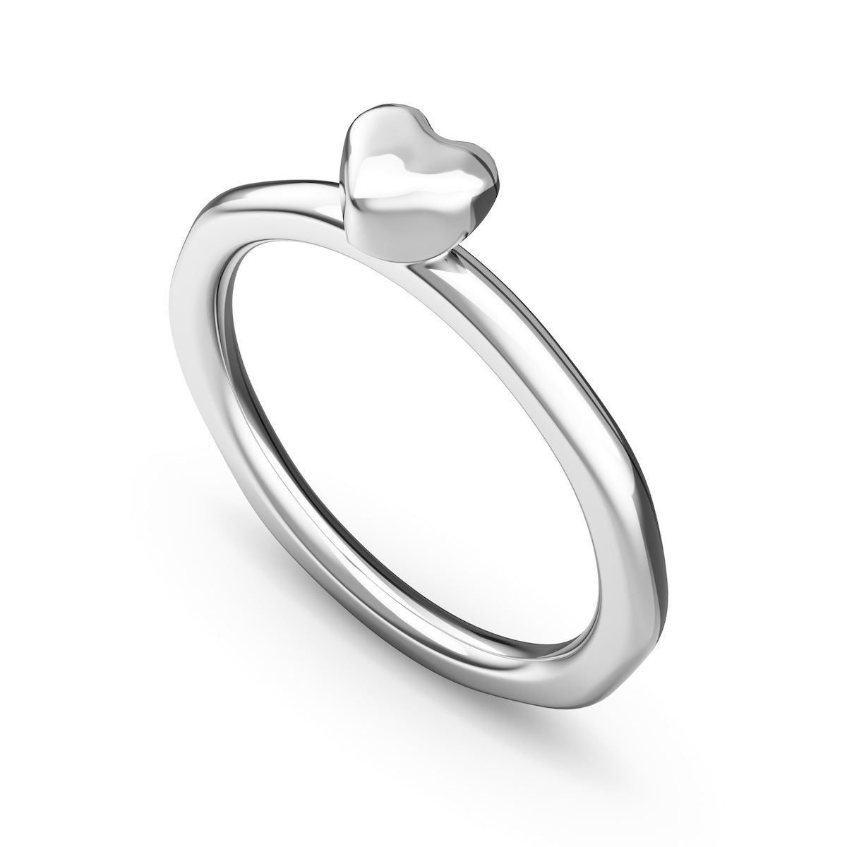 Layering Sterling Silver Molten Heart Ring (Silver)