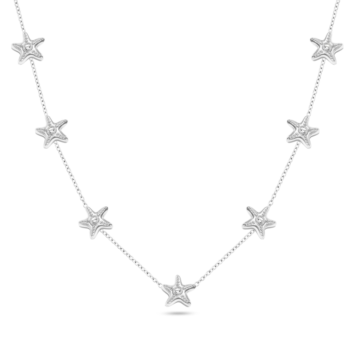 Multi Starfish Necklace (Silver)