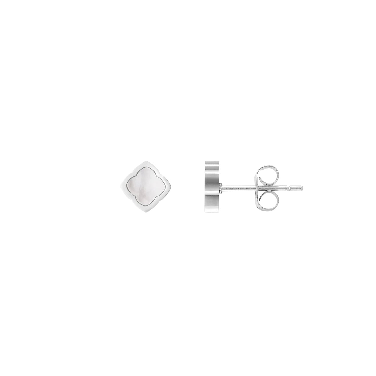 Mini Pearl Clover Stud Earrings (Silver)