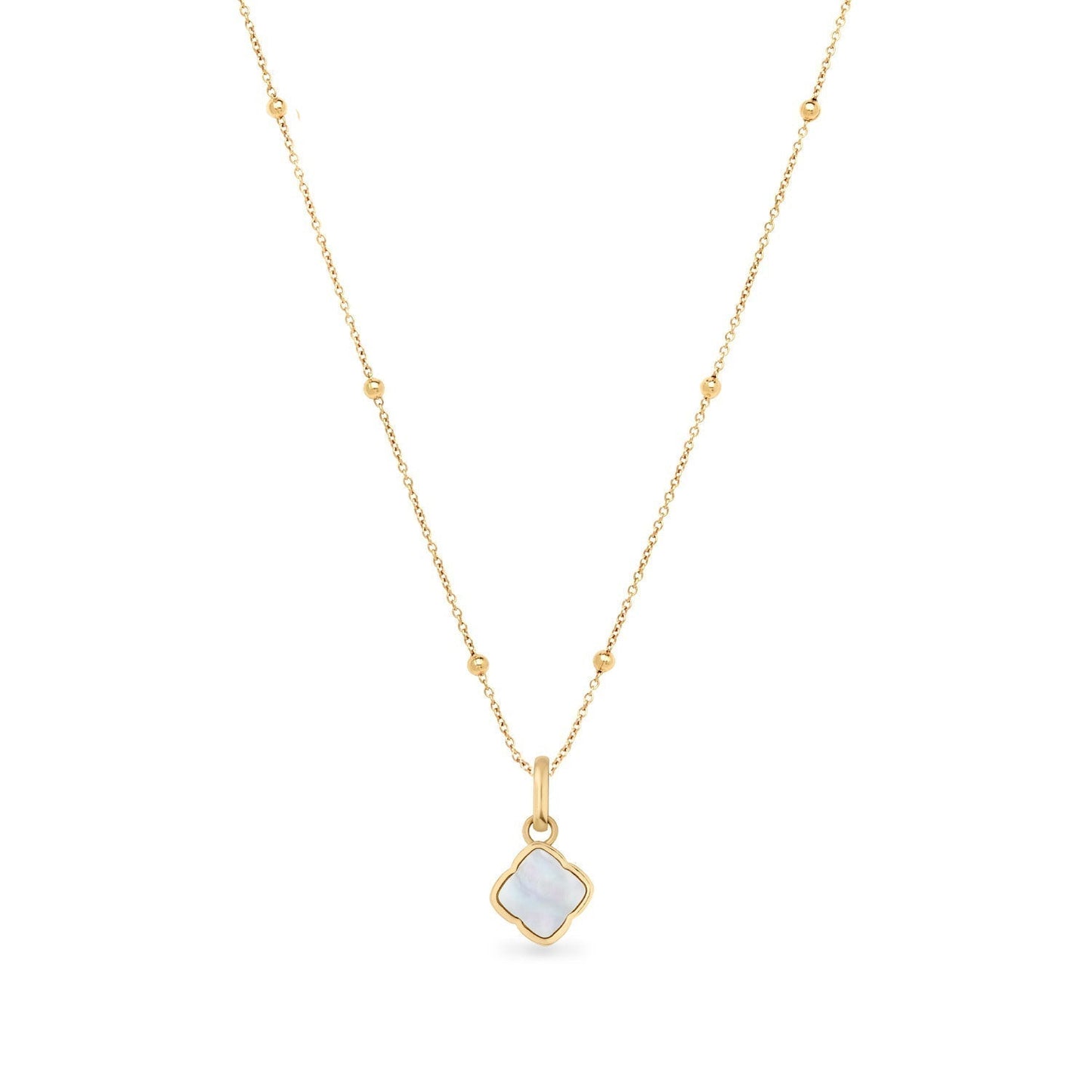 Pearl Clover & Initial Necklace (Gold)