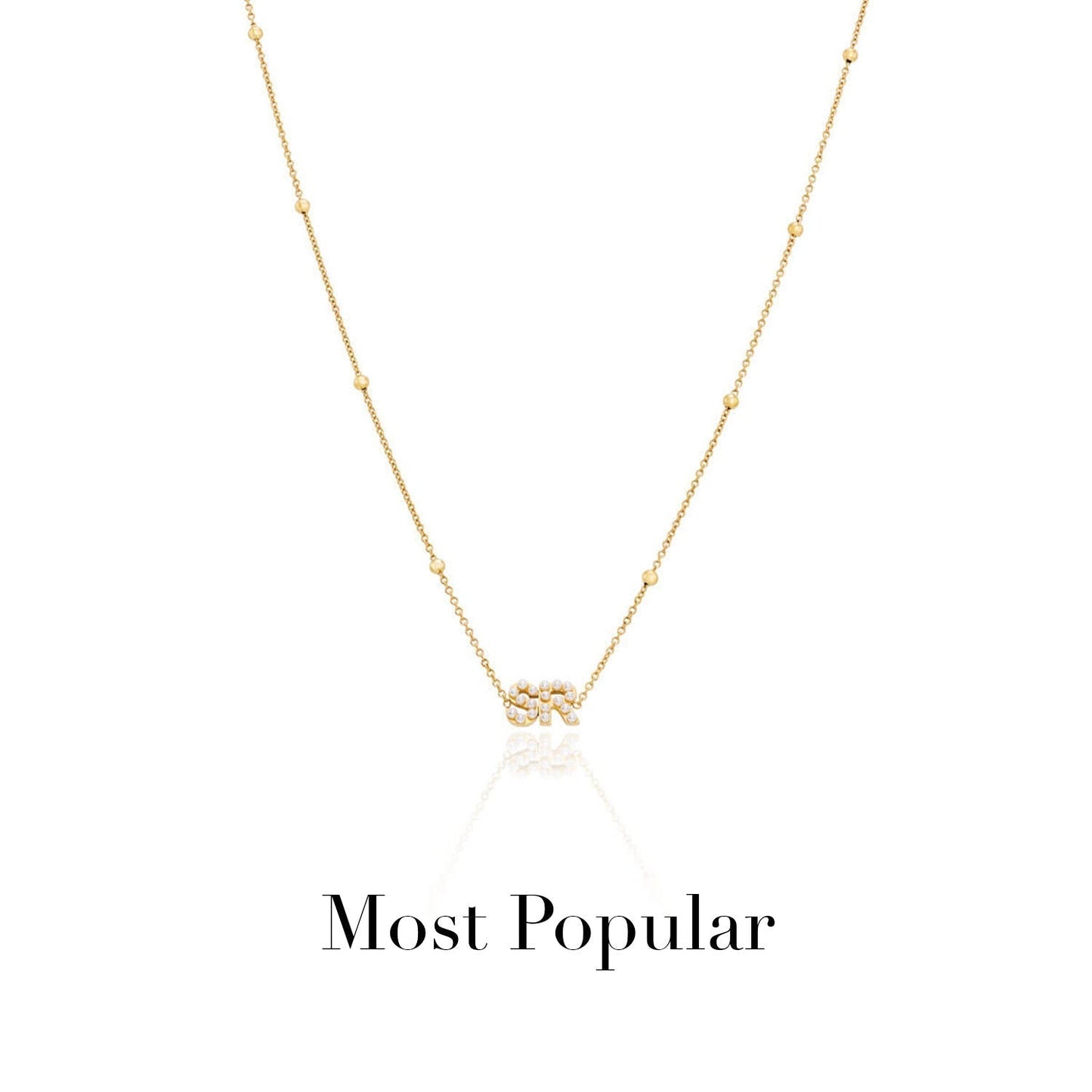 Pearl Initials Sphere Chain Necklace (Gold)