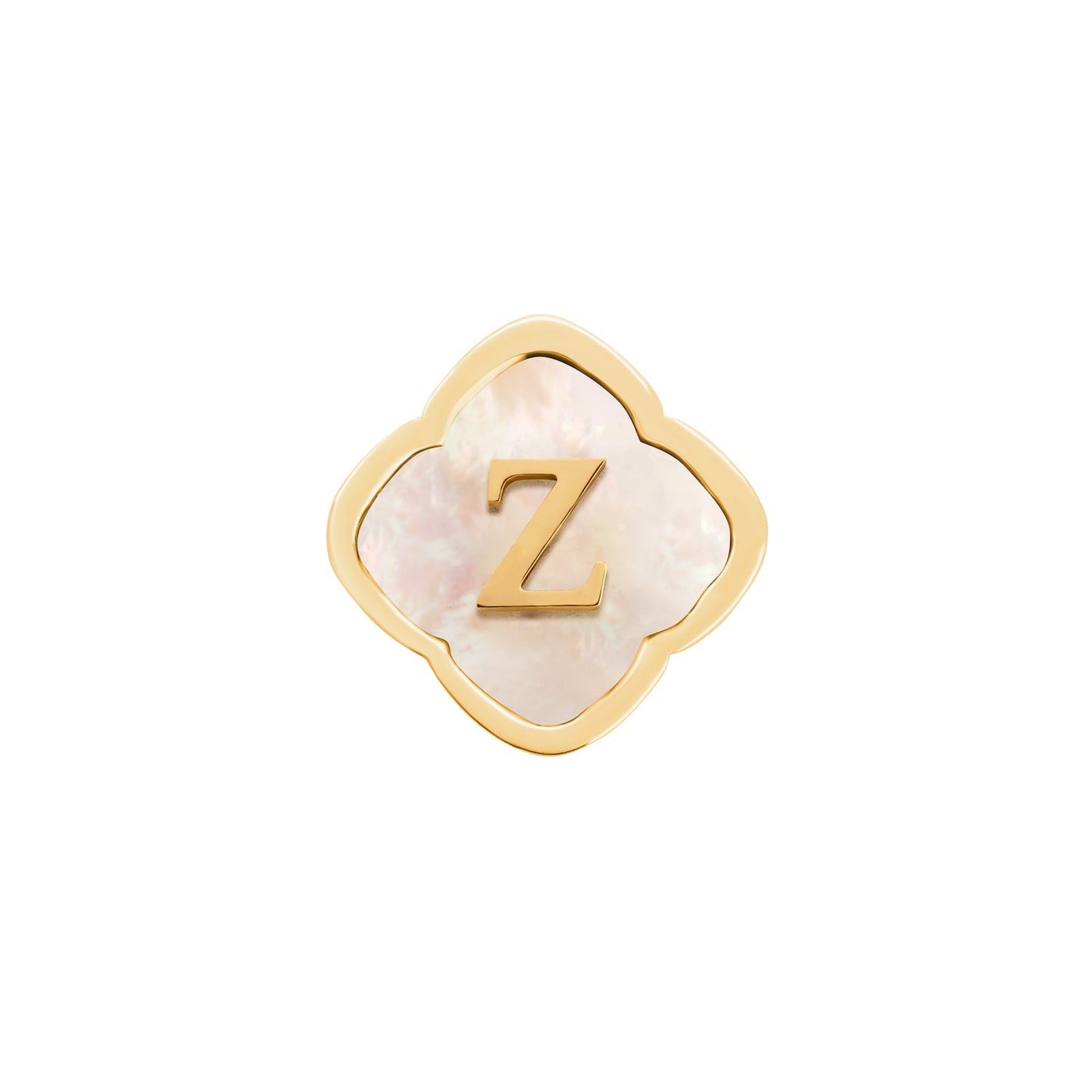 Rosette Pearl Clover Charms (Gold) - Initials