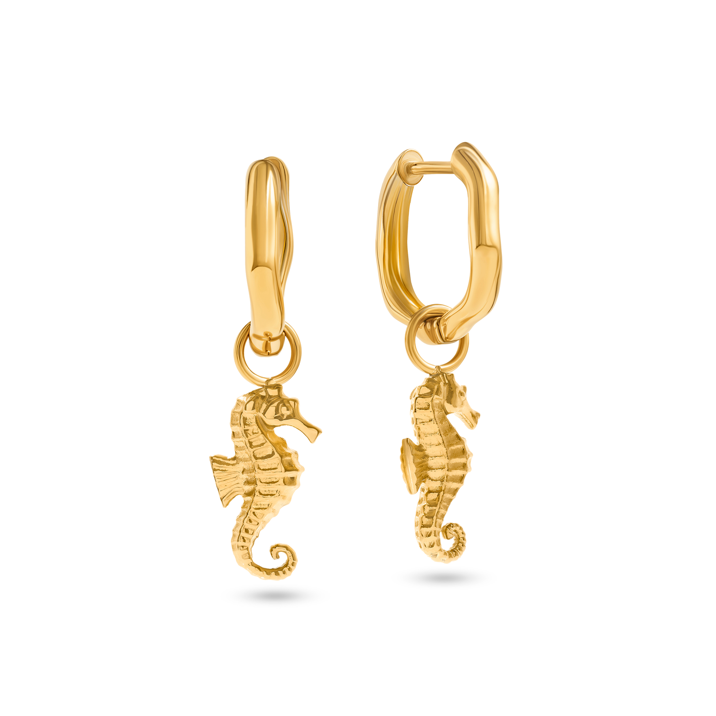 Ocean Charms Seahorse Huggie Earrings (Gold)