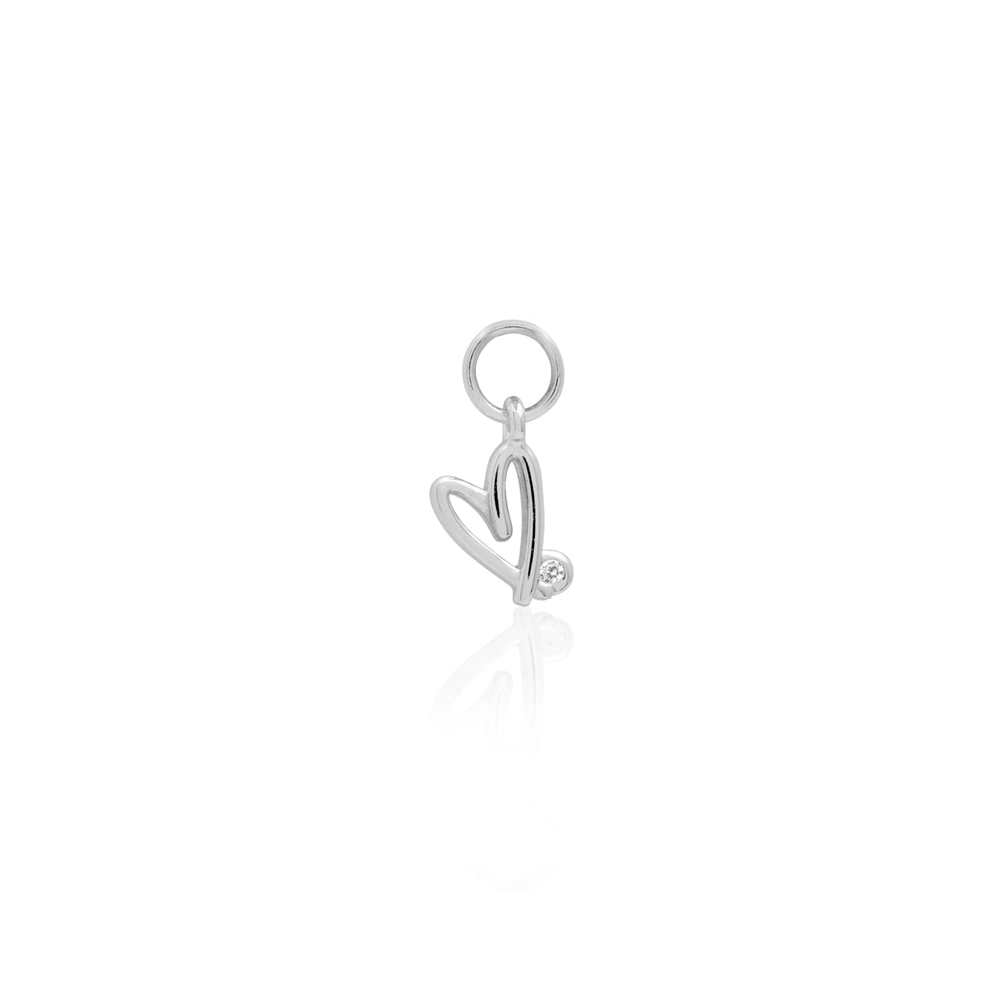 Stories Doodle Heart Huggie Charm (Silver)
