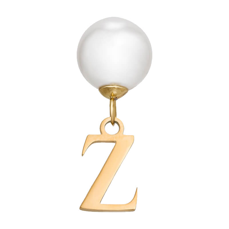 Pearl Initial Drop Earrings (Gold)
