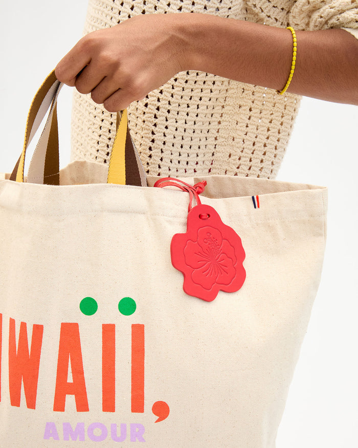 Jumbo Tote with Hibiscus Fob