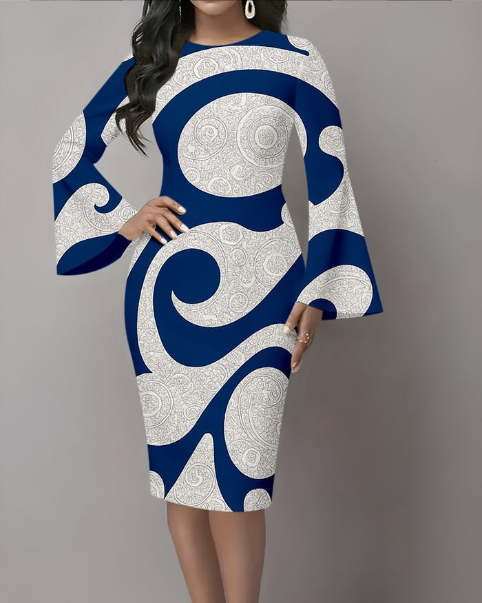 Women's 3D Relief V-Neck Bodycon Midi Dress – Artistic Knit