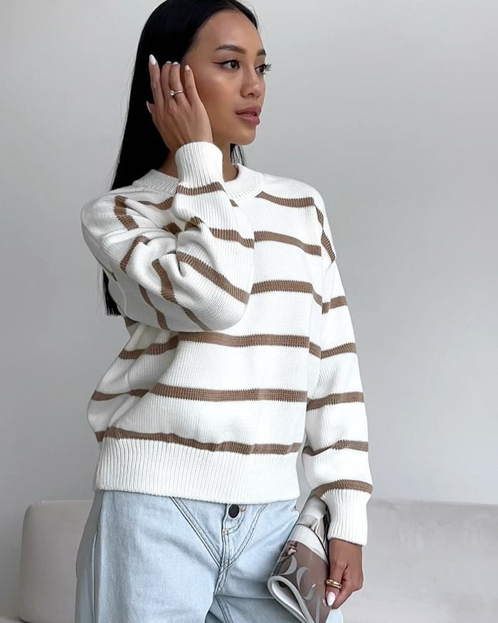 White Khaki Stripe / L