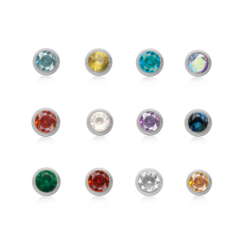Double Initial Icon - Birthstone (Silver)