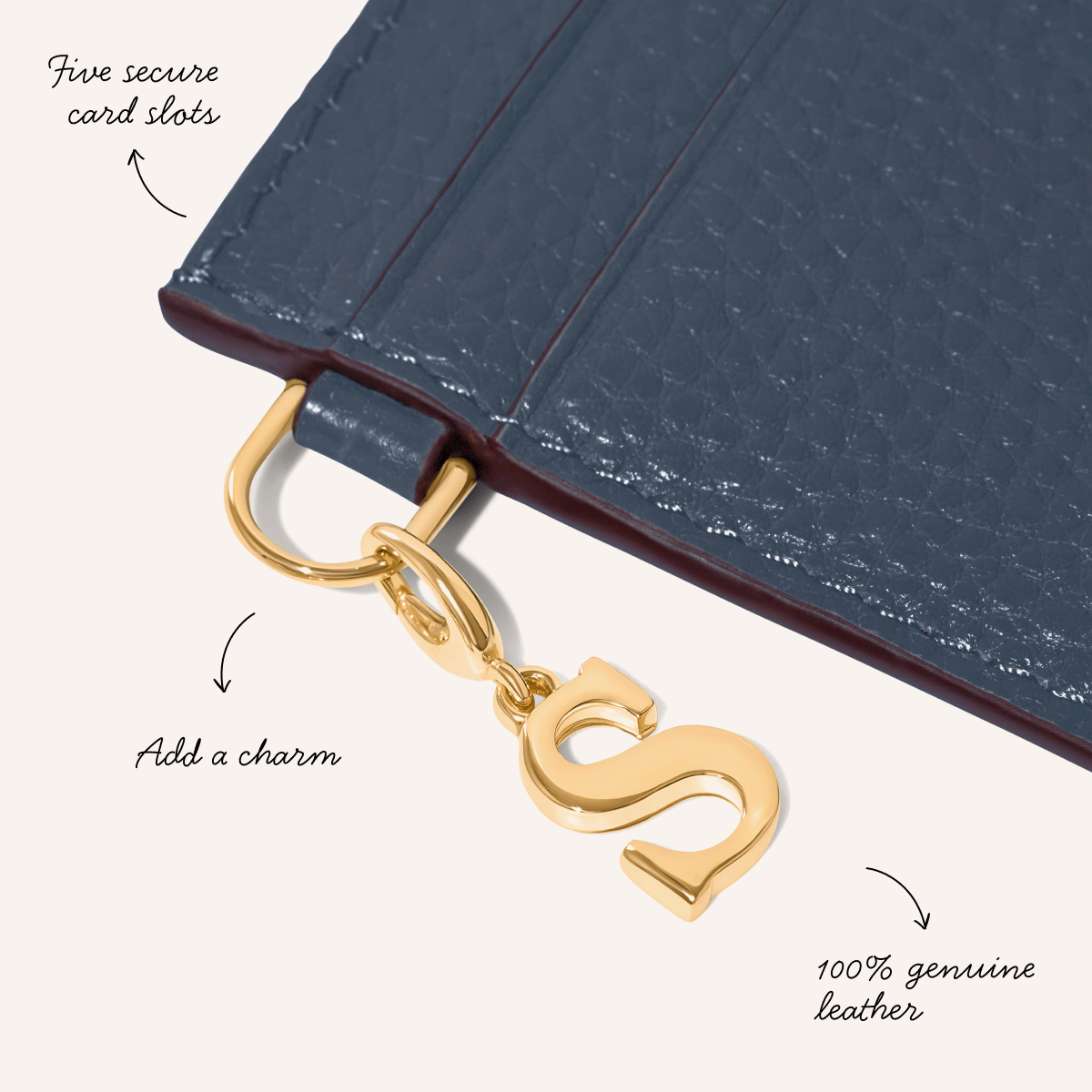 Leather Card Holder (Navy)