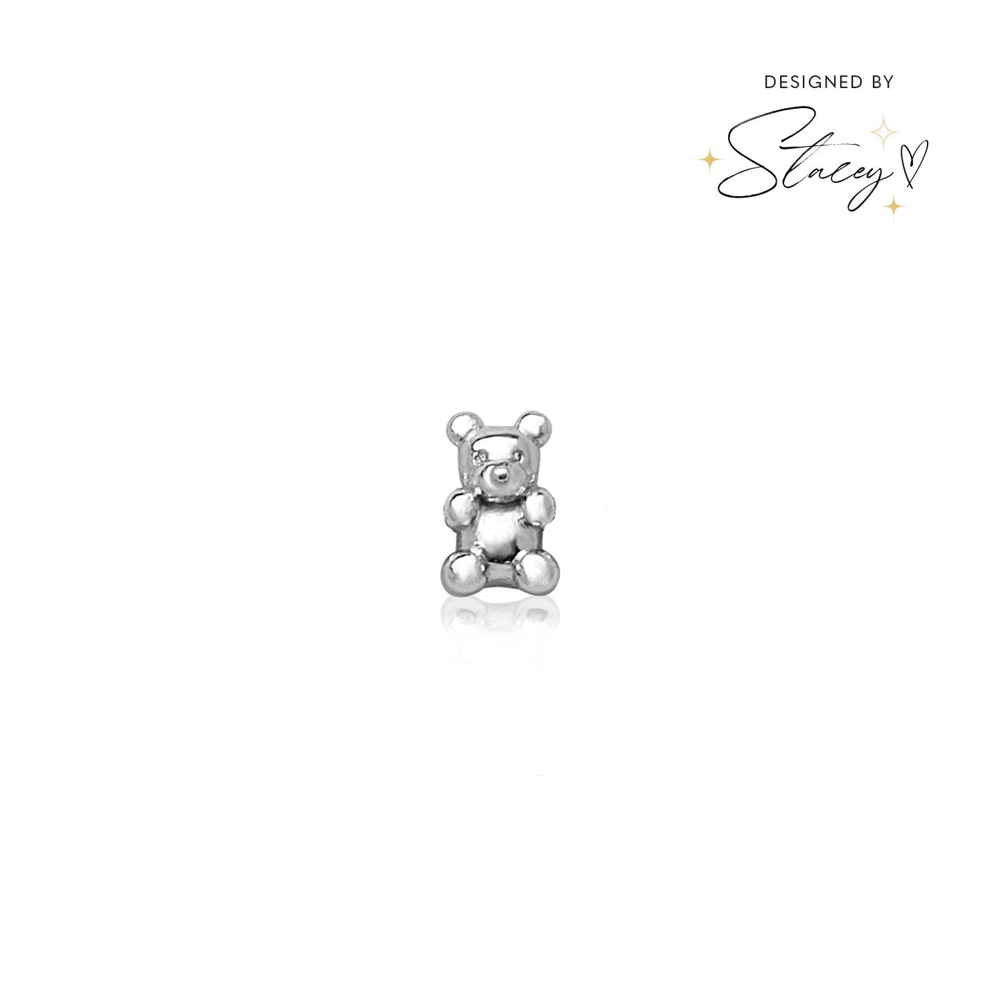 Made Mine Charms - Teddy Bear Charm (Silver)