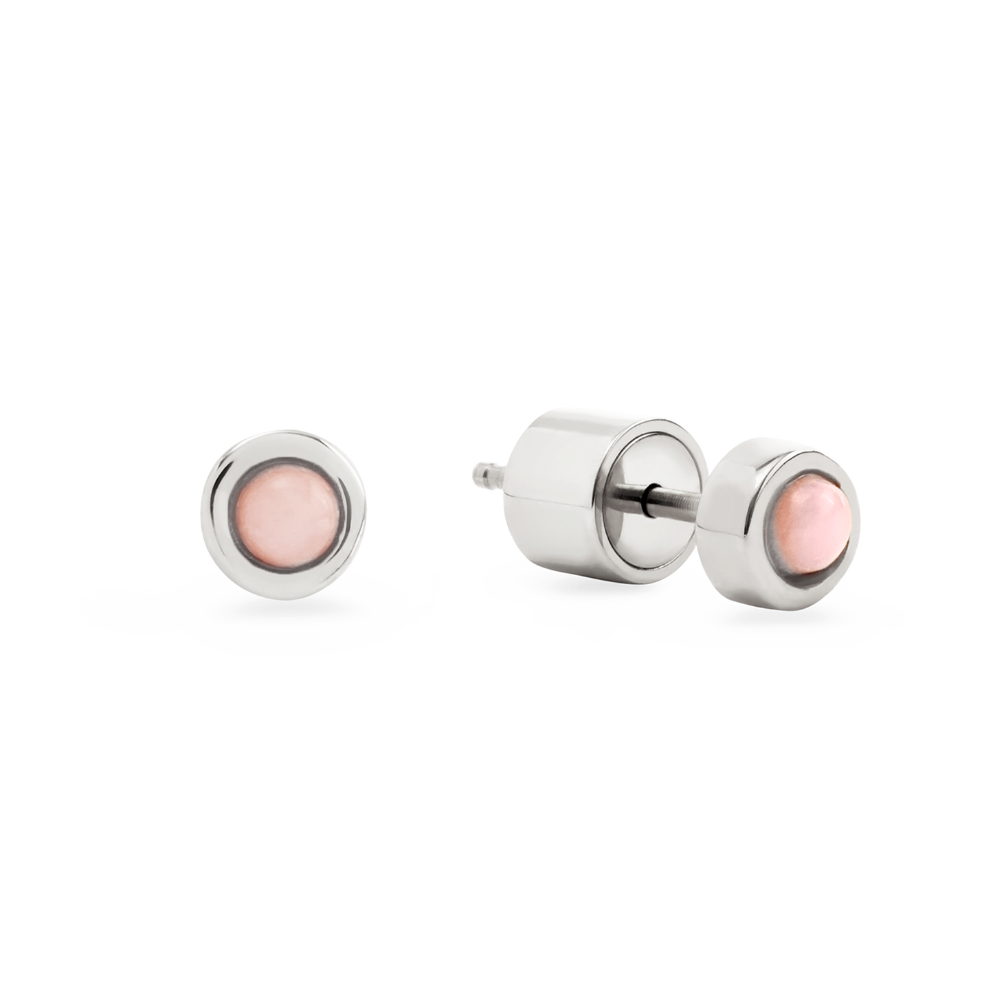 Pale Pink Opal Stud Earrings (Silver)