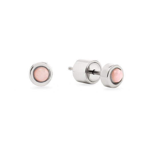 Pale Pink Opal Stud Earrings (Silver)