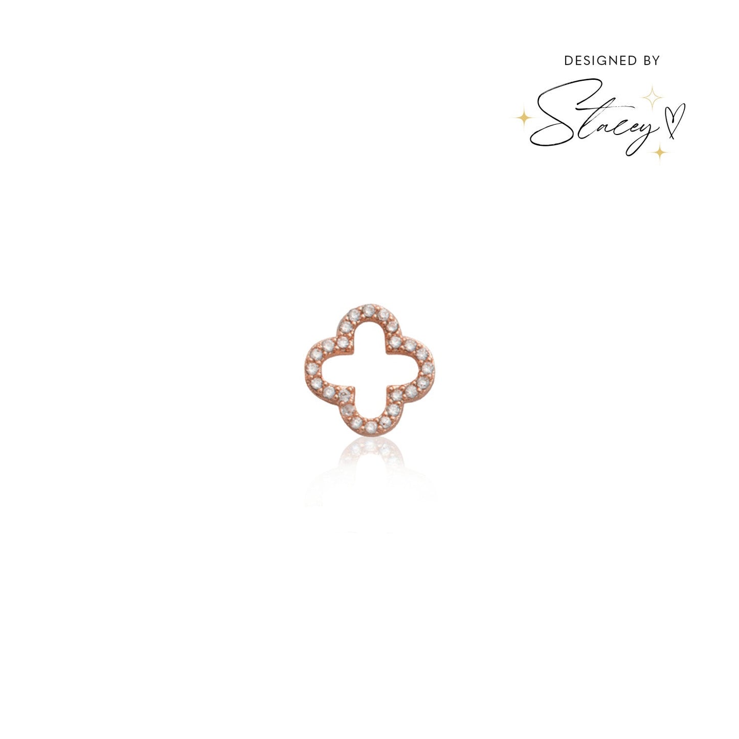 Made Mine Charms - Crystal Clover Charm (Rose Gold)