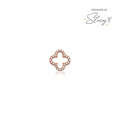 Made Mine Charms - Crystal Clover Charm (Rose Gold)