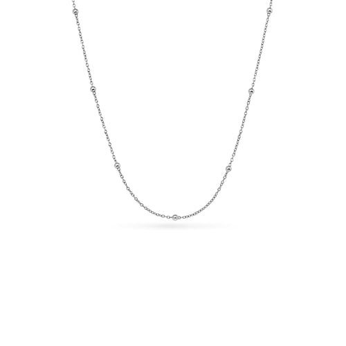 Layering Sphere Chain Necklace 14-16 in (Silver) - Sterling Silver