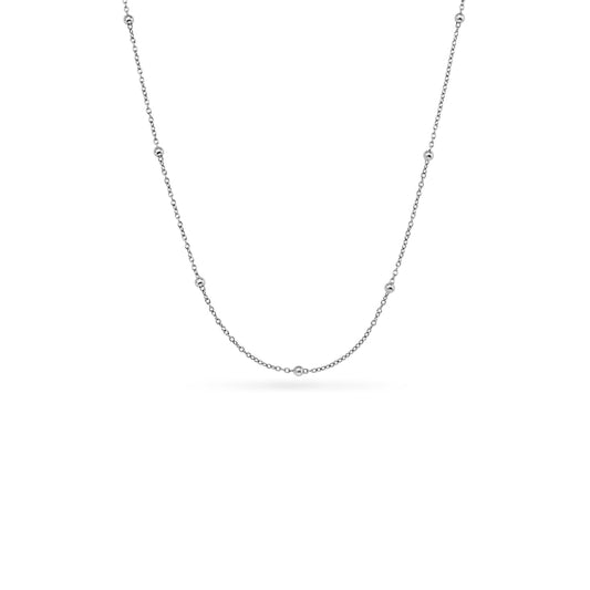 Layering Sphere Chain Necklace 14-16 in (Silver) - Sterling Silver