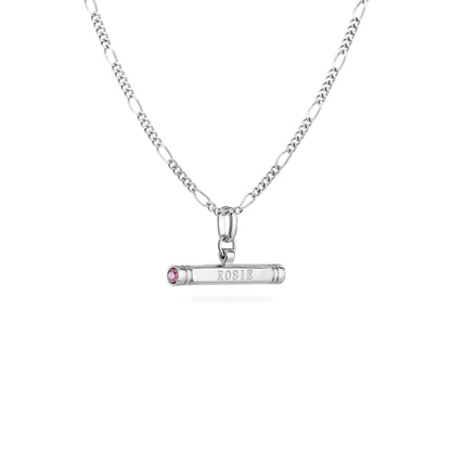 Custom Stamped T-Bar Necklace (Silver)