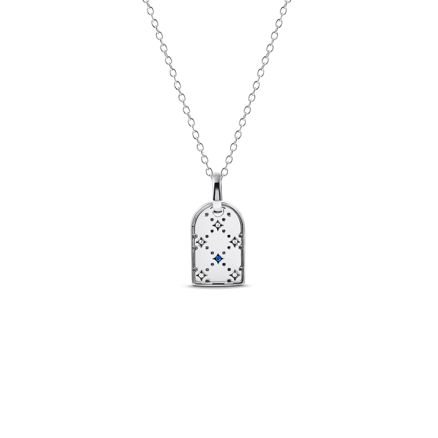 Mini Monogram Birthstone Tag Necklace (Silver)