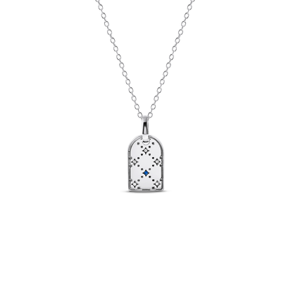 Mini Monogram Birthstone Tag Necklace (Silver)