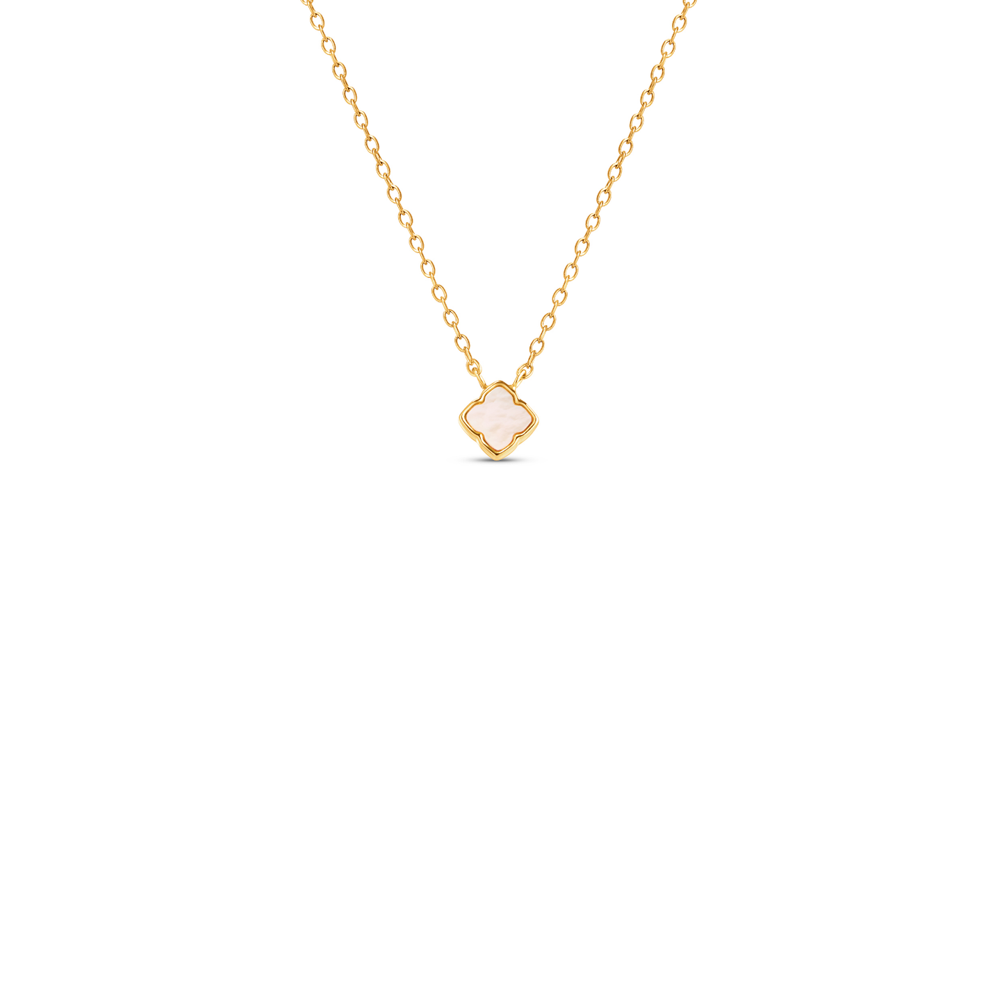 Fine Mini Pearl Clover Necklace (Gold)