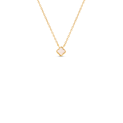 Fine Mini Pearl Clover Necklace (Gold)