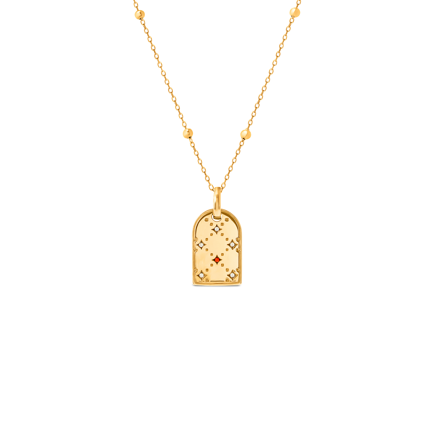 Mini Monogram Birthstone Tag Necklace (Gold)