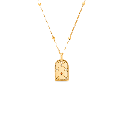 Mini Monogram Birthstone Tag Necklace (Gold)