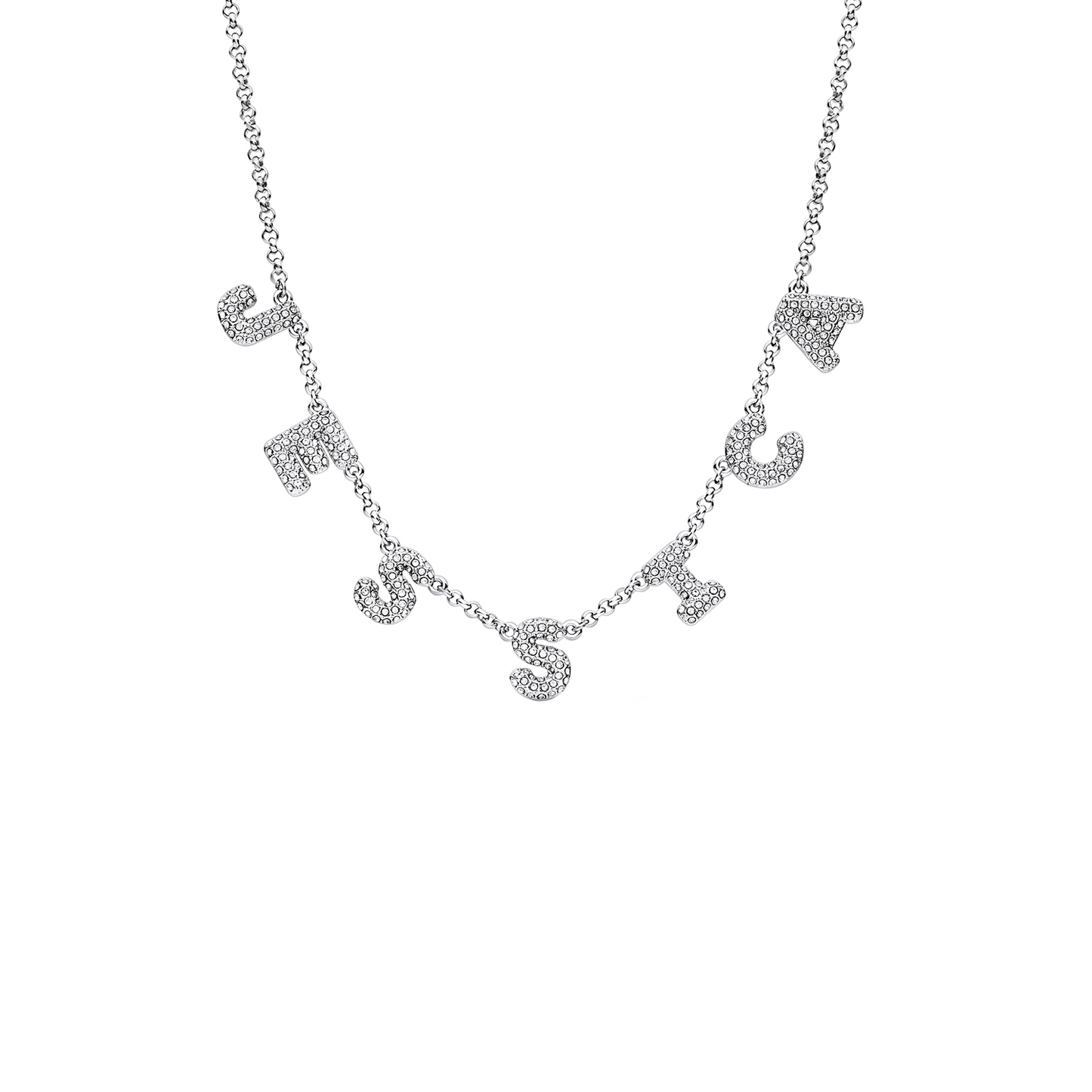 Spotlight Pave Bubble Name Necklace (Silver)