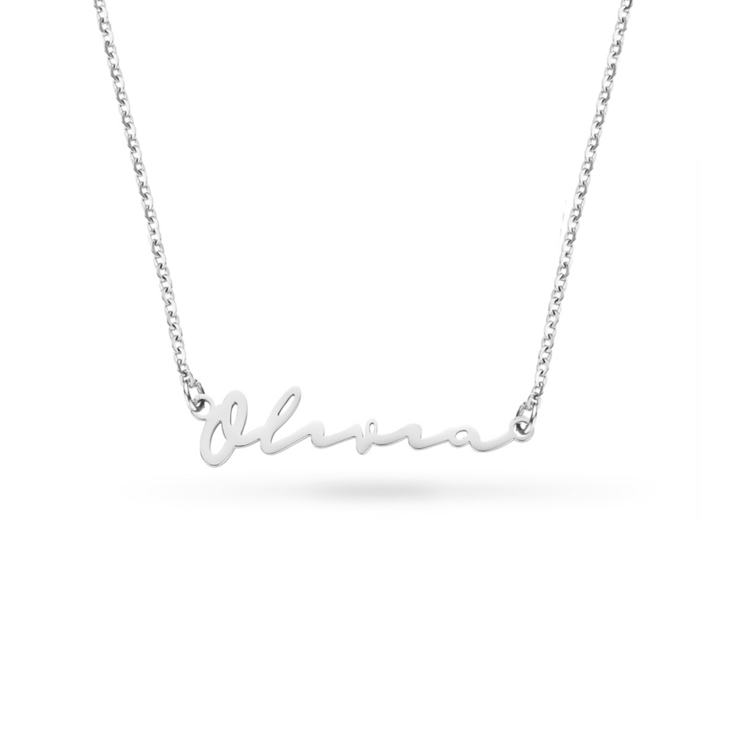 Matching Fine 'Mini & Me' Signature Name Necklace Set (Silver)