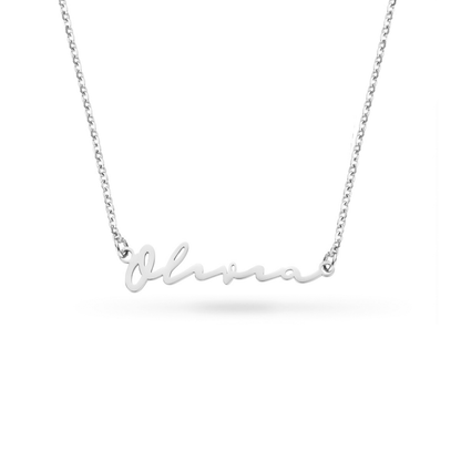 Matching Fine 'Mini & Me' Signature Name Necklace Set (Silver)