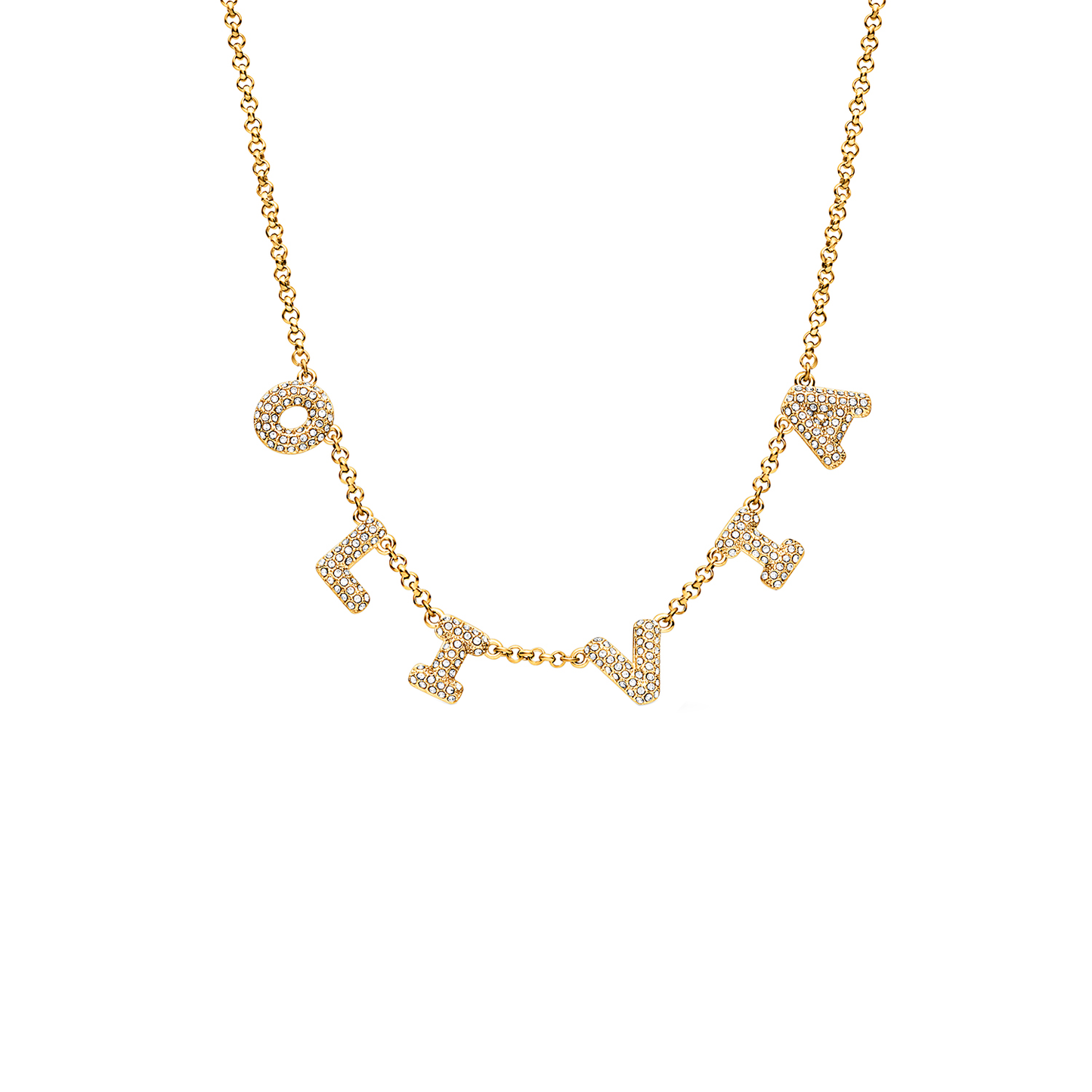 Spotlight Pave Bubble Name Necklace (Gold)