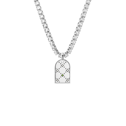 Mini Monogram Birthstone Tag Necklace (Silver)