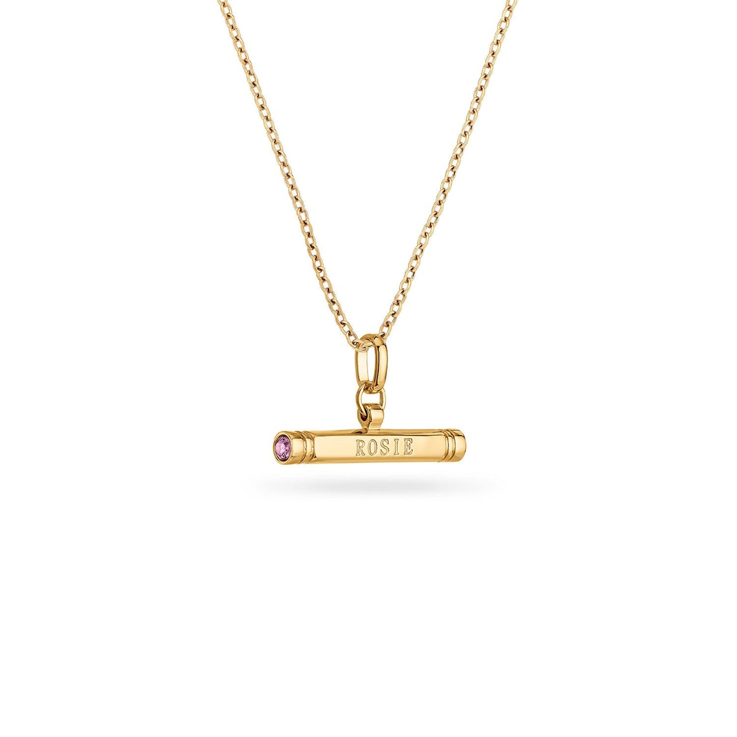 Custom Stamped T-Bar Necklace (Gold)
