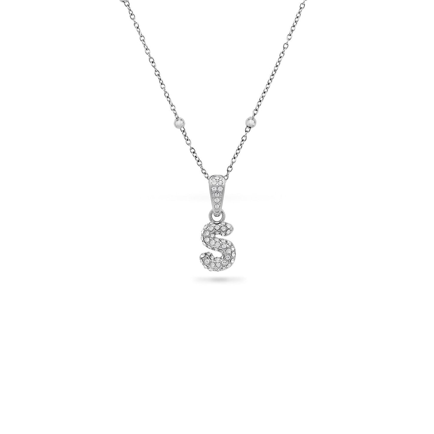 Bubble Initial Necklace - Silver