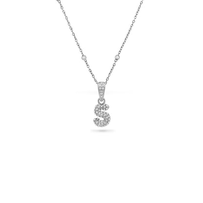 Bubble Initial Necklace - Silver