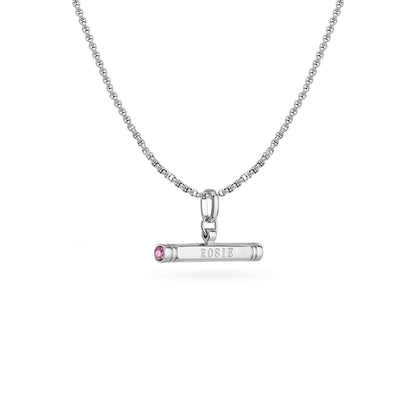 Custom Stamped T-Bar Necklace (Silver)