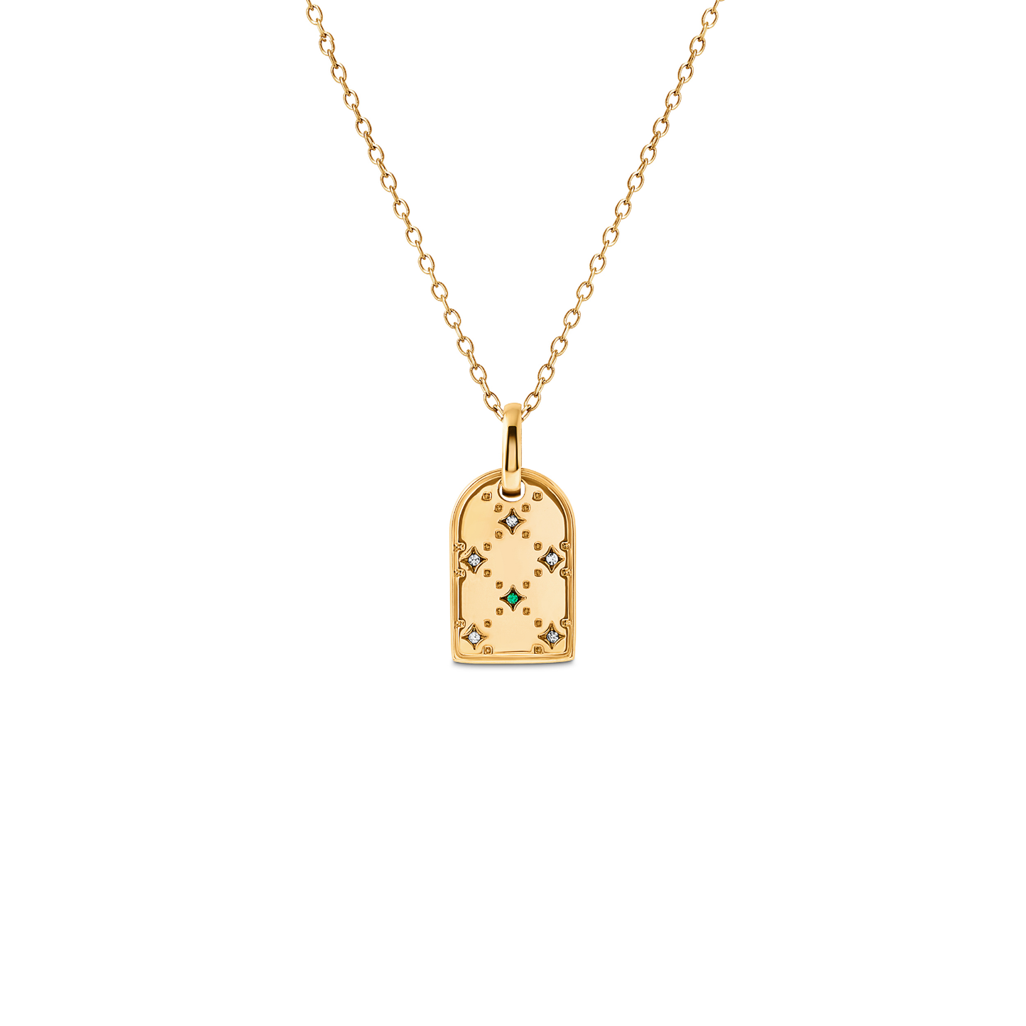 Mini Monogram Birthstone Tag Necklace (Gold)