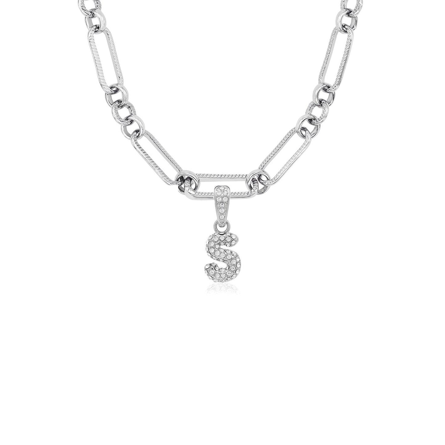 Bubble Initial Necklace - Silver